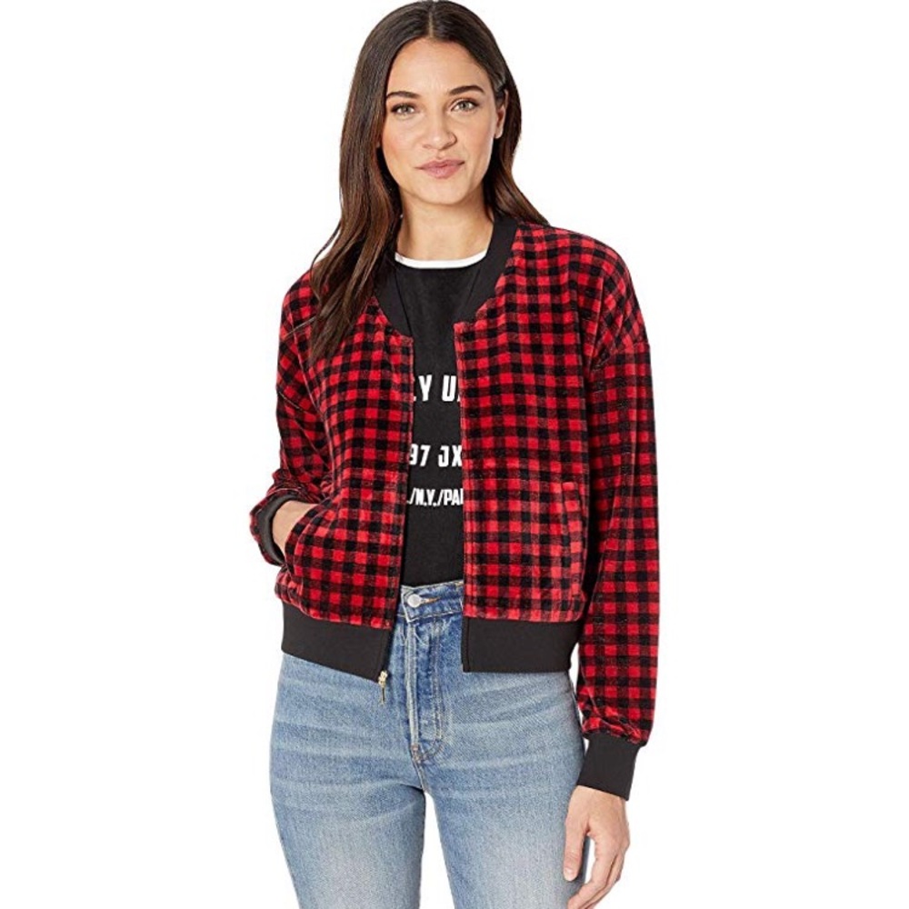 Juice Couture Black/Red checkered velvet jacket